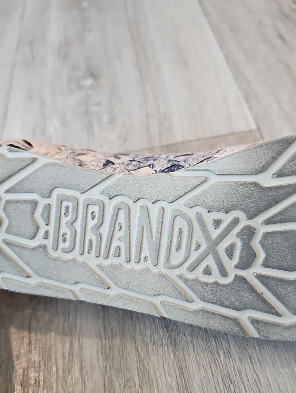 Leather Woven Hurarache Slip-On in Beige and Navy Snake Print!
